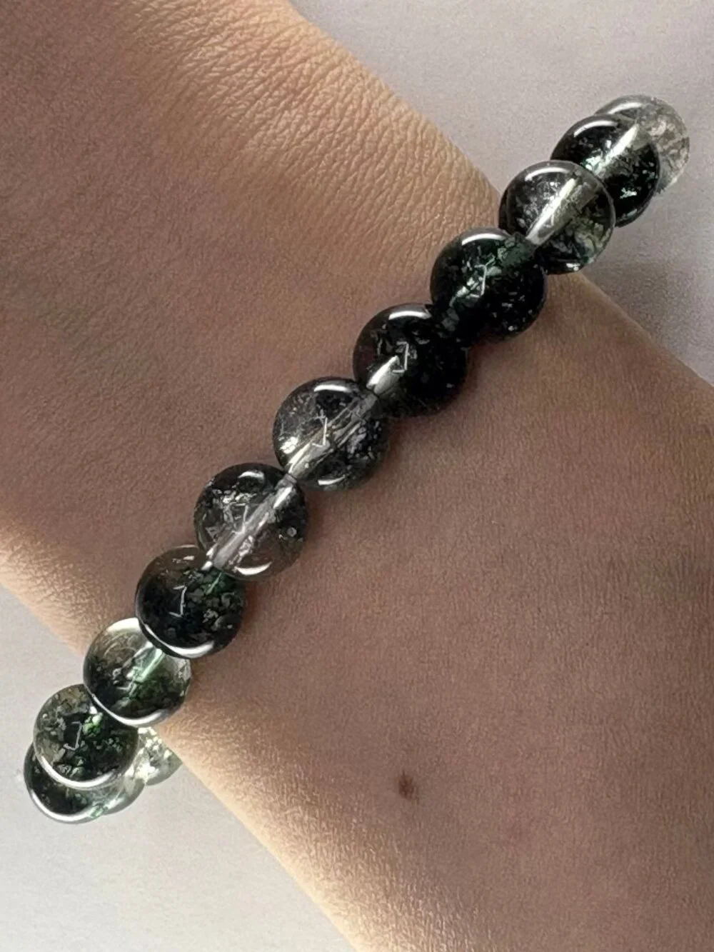8mm Natural Green Phantom Ghost Quartz Bracelet Wealth Heart Chakra Healing Gift